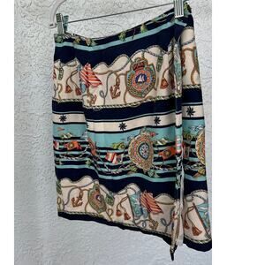 Talbots Petite Wrap Skirt - Size 8, Nautical Print